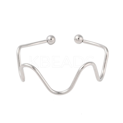 Non-Tarnish 304 Stainless Steel Irregular Circle Open Cuff Bangles STAS-S125-09P-1