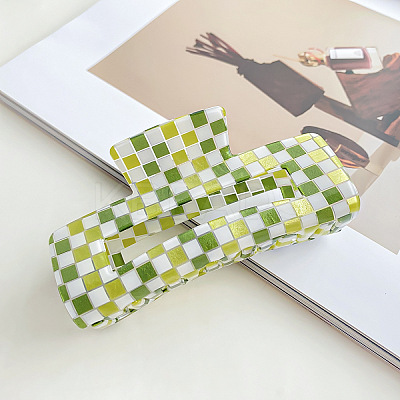 Checkered Cellulose Acetate Large Claw Hair Clips PW23031781389-1