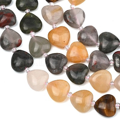 Gradient Color Natural Pink Aventurine & Tiger Eye & Topaz Jade & African Bloodstone & Chinese Southern Jade Beads Strands G-B185-A06-1