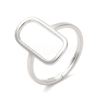 Non-Tarnish 304 Stainless Steel Hollow Rectangle Adjustable Ring for Women RJEW-M149-31P-1