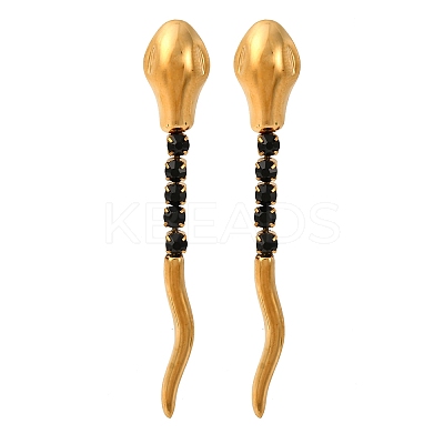 304 Stainless Steel Snake Stud Earrings EJEW-A136-03A-G-1