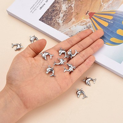 Tarnish Resistant Dolphin 304 Stainless Steel Pendants STAS-I045-29-1