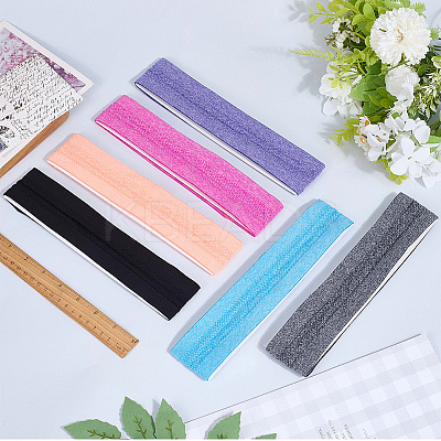 6Pcs 6 Colors Polyester & Silicone Wide Headband for Sports AJEW-GF0010-80-1