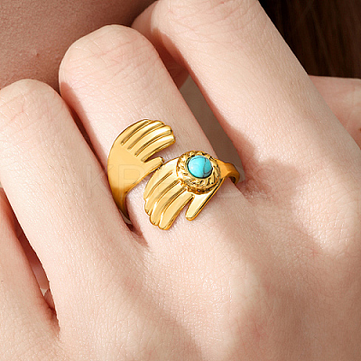 Hands Hug Shape Stainless Steel Open Cuff Rings PD3834-1-1