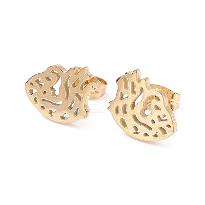 Anatomical Heart 304 Stainless Steel Stud Earrings for Women LS-EJEW-Z017-07G-1