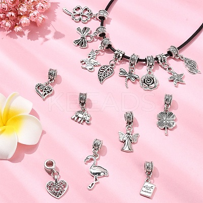 15Pcs 15 Styles Tibetan Style Alloy European Dangle Charms FIND-YW0005-57-1