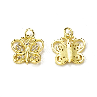 Brass Micro Pave Cubic Zirconia Charms KK-E068-VB284-1