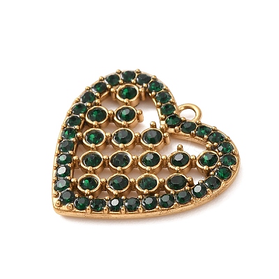 304 Stainless Steel Rhinestone Pendants STAS-G385-10G-01-1