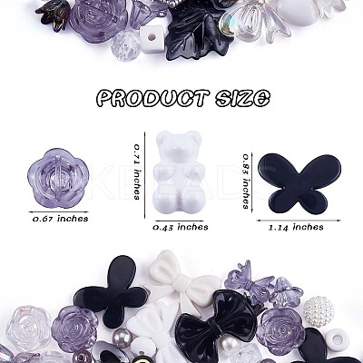 150 Pieces Random Rose Acrylic Beads Bear Pastel Spacer Beads Butterfly Loose Beads for Jewelry Keychain Phone Lanyard Making JX543D-1