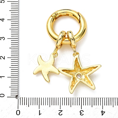 Brass Pave Clear Cubic Zirconia Sea Animals Pendant Decorations KK-C119-10B-G-1