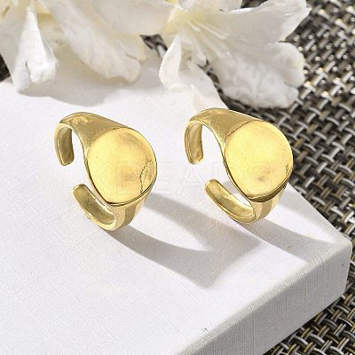 Round 304 Stainless Steel Open Cuff Rings for Women RJEW-M019-13G-1
