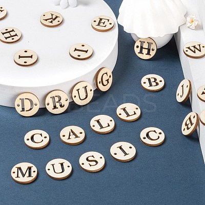260pcs 26 Styles Unfinished Natural Poplar Wood Links Connectors WOOD-LS0001-06-1