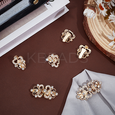 4Pcs Flower Alloy & Glass Cardigan Clips AJEW-PH0006-66G-1