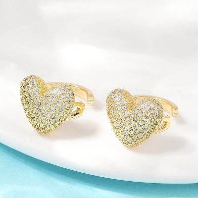 Brass Micro Pave Clear Cubic Zirconia Cuff Earrings EJEW-Q045-06G-1