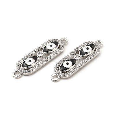 Brass Micro Pave Clear Cubic Zirconia Connector Charms with Enamel KK-E068-VB397-2-1