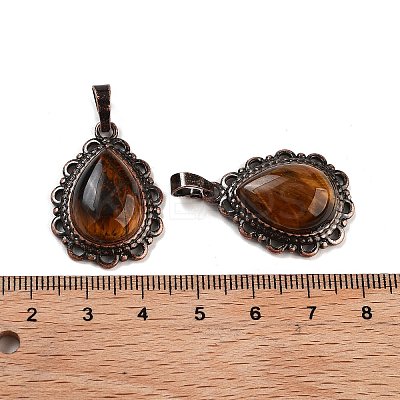 Natural Tiger Eye Teardrop Pendants G-K363-01R-03-1