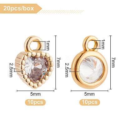 20Pcs 2 Style Brass Charms KK-BC0007-01-1