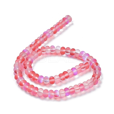 Frosted Transparent Glass Beads Strands X-FGLA-M002-01A-1
