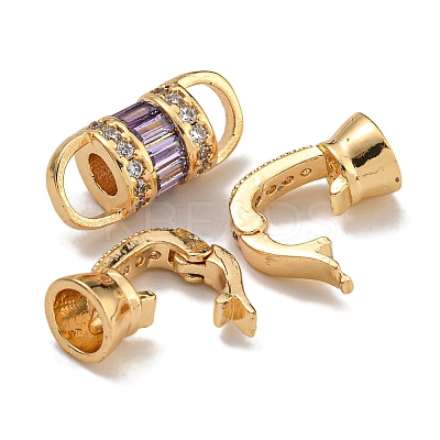 Brass Micro Pave Cubic Zirconia Fold Over Clasps KK-U037-43G-02-1