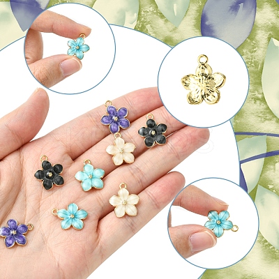 30Pcs 5 Colors Alloy Enamel Pendants ENAM-FS0002-07-1