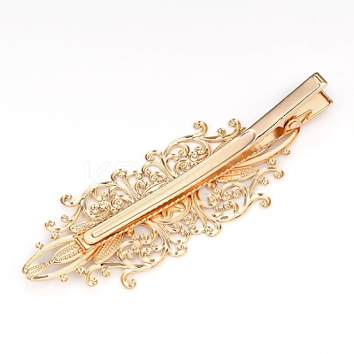 Brass Alligator Hair Clips KK-I681-01G-1