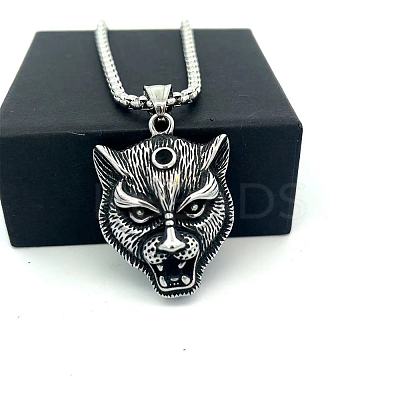 Vintage 304 Stainless Steel Lion Head Pendant Necklaces for Men Women OG9311-1
