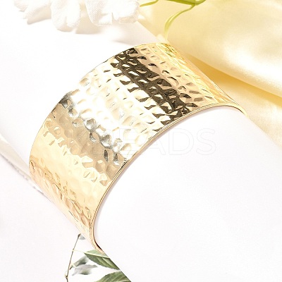 304 Stainless Steel Textured Wide Open Cuff Bangles for Women BJEW-Z067-01G-01-1