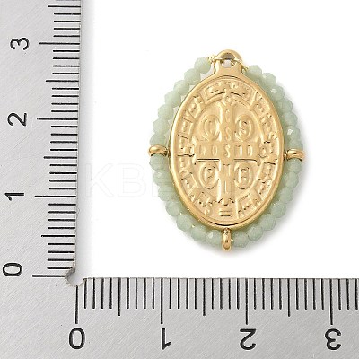 304 Stainless Steel Oval Embossed Jesus Pendants STAS-L022-490G-02-1
