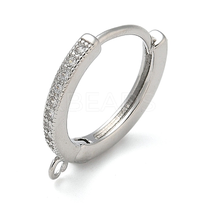 Rack Plating Brass Micro Pave Cubic Zirconia Hoop Earrings Findings KK-K392-33P-1