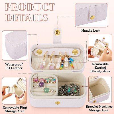 1Pc PU Imitation Leather Jewelry Box LBOX-TA0001-01A-1