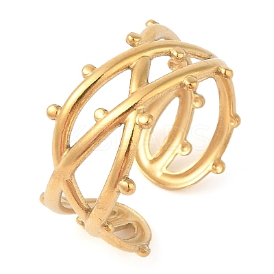 Ion Plating(IP) 304 Stainless Steel Open Cuff Rings for Women LS-RJEW-Z057-10G-01-1