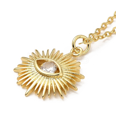 Brass Micro Pave Clear Cubic Zirconia Pendants Necklaces for Women LS-NJEW-B092-03G-1
