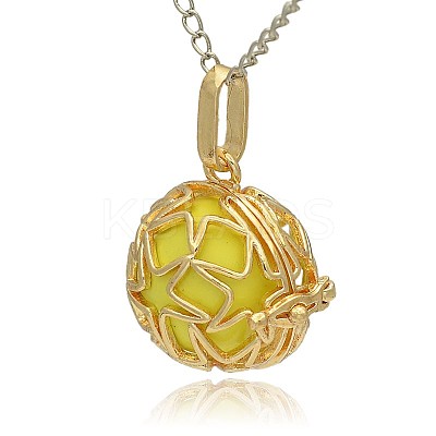 Golden Tone Brass Hollow Round Cage Pendants KK-J231-01G-1