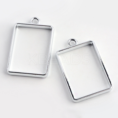 Rack Plating Alloy Rectangle Open Back Bezel Pendants PALLOY-S047-28D-FF-1