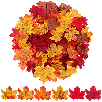 300Pcs Cloth Artificial Maple Leaf AJEW-SP0003-07-1