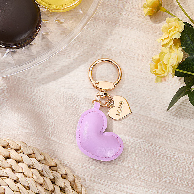 1Pc Imitation Leather Heart Keychain KEYC-CL0001-14B-1