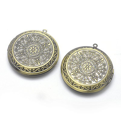 Brass Locket Pendants X-KK-F717-21AB-NR-1