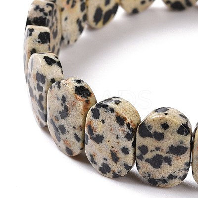 Natural Dalmatian Jasper Oval Beaded Stretch Bracelet G-E010-01K-1