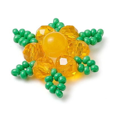 Woven Natural Dyed Malaysia Jade & Glass Seed Beads Snowflake Multi-Strand Links PALLOY-MZ00319-02-1