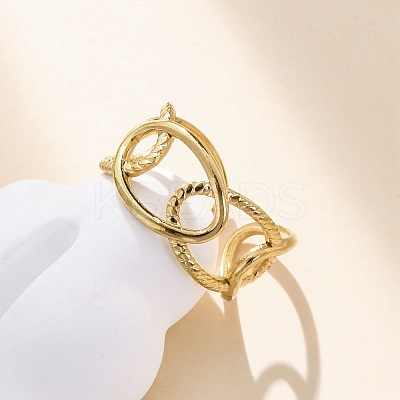 Oval 304 Stainless Steel Open Cuff Ring for Women RJEW-Z083-03G-01-1