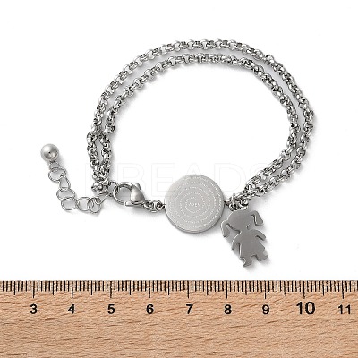 304 Stainless Steel Multi-strand Link Bracelets BJEW-A036-06P-1