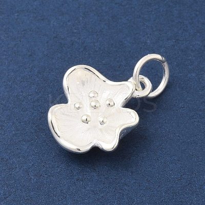 925 Sterling Silver Flower Charms with Jump Rings and 925 Stamp STER-M021-02S-03-1