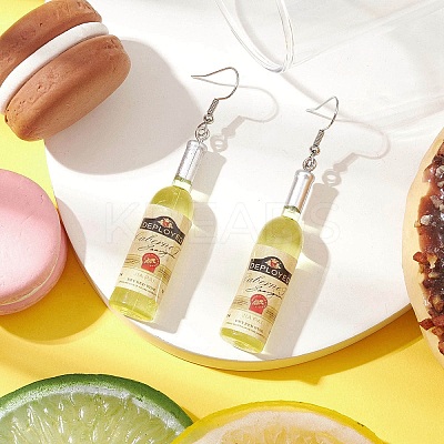 Wine Bottle Resin Dangle Earrings EJEW-JE05878-01-1