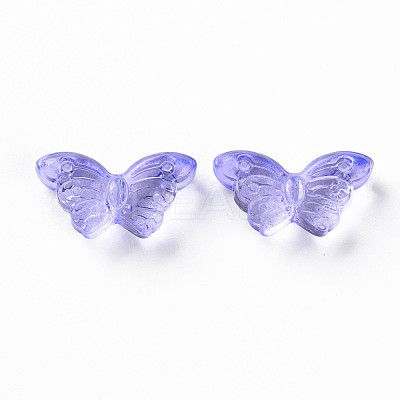 Transparent Spray Painted Glass Beads GLAA-S190-018-1