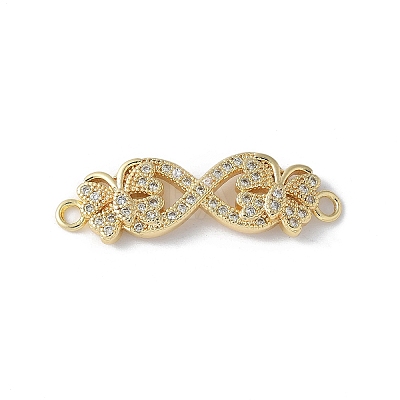 Brass Micro Pave Clear Cubic Zirconia Connector Charms KK-Q044-01D-G-1