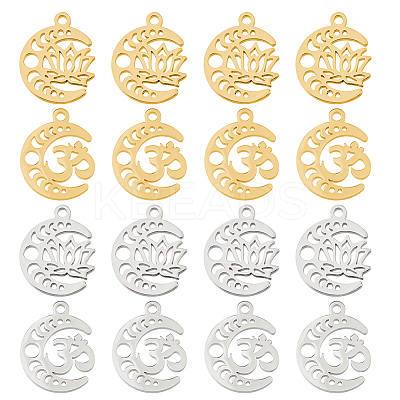 16Pcs 4 Styles 304 Stainless Steel Pendants STAS-DC0016-67-1