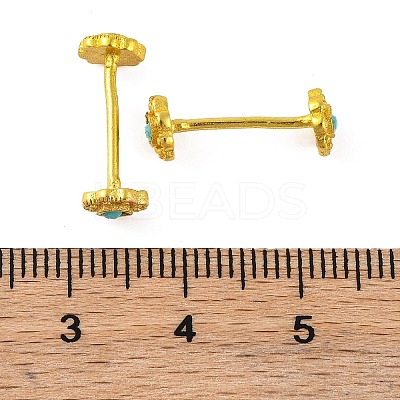 Brass with Synthetic Turquoise Stud Earring Findings KK-G502-13G-1