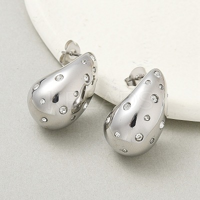 304 Stainless Steel Teardrop Stud Earrings EJEW-B108-05P-A-1