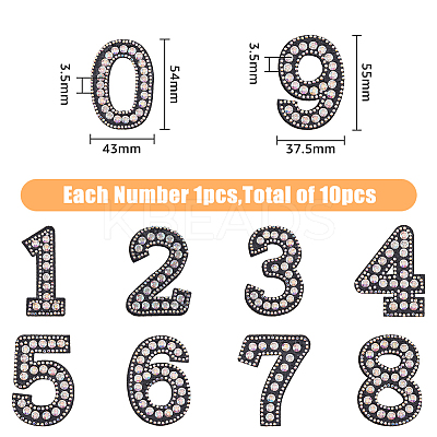 10Pcs Number Resin Hotfix Rhinestone DIY-HY0001-07-1