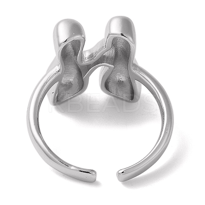 Initials Brass Open Cuff Ring for Women RJEW-N046-02N-P-1